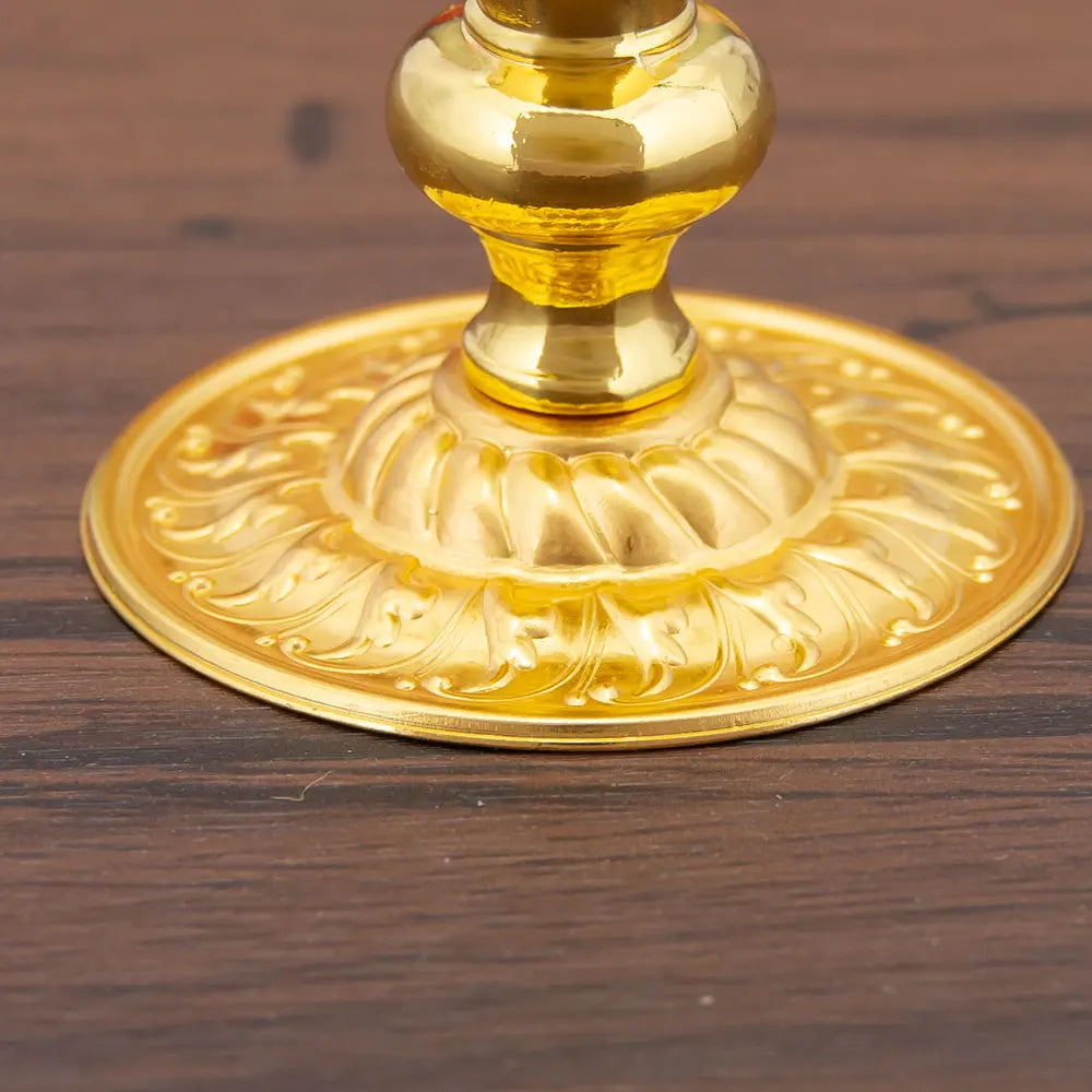 HTISOK Mini 5cm Gold Orthodox Christian Candle Holder Home Altar Decor, Religious Gift, Easter Ceremonial Accessory