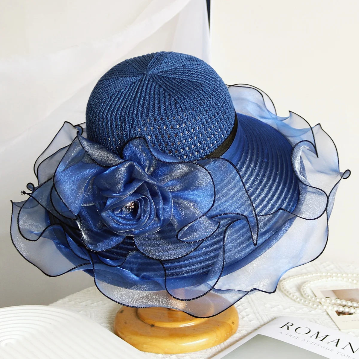 Cherub Elegant Summer Women's Church Woven Sun Hat Breathable/Foldable Design
