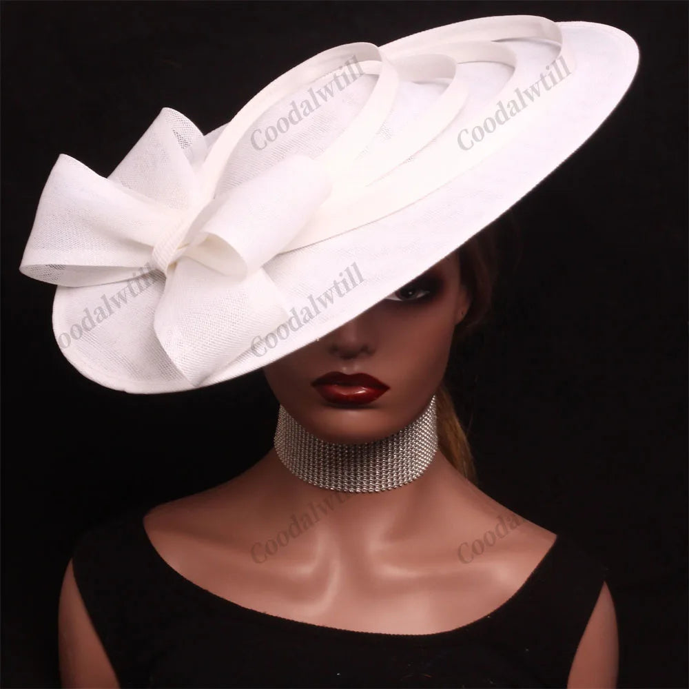Cherub Church/Wedding %Derby Big Fascinator Hat Women Party Veils Headpeice With Bow New Fashion Lady Royal Ascot Large Cap Headband