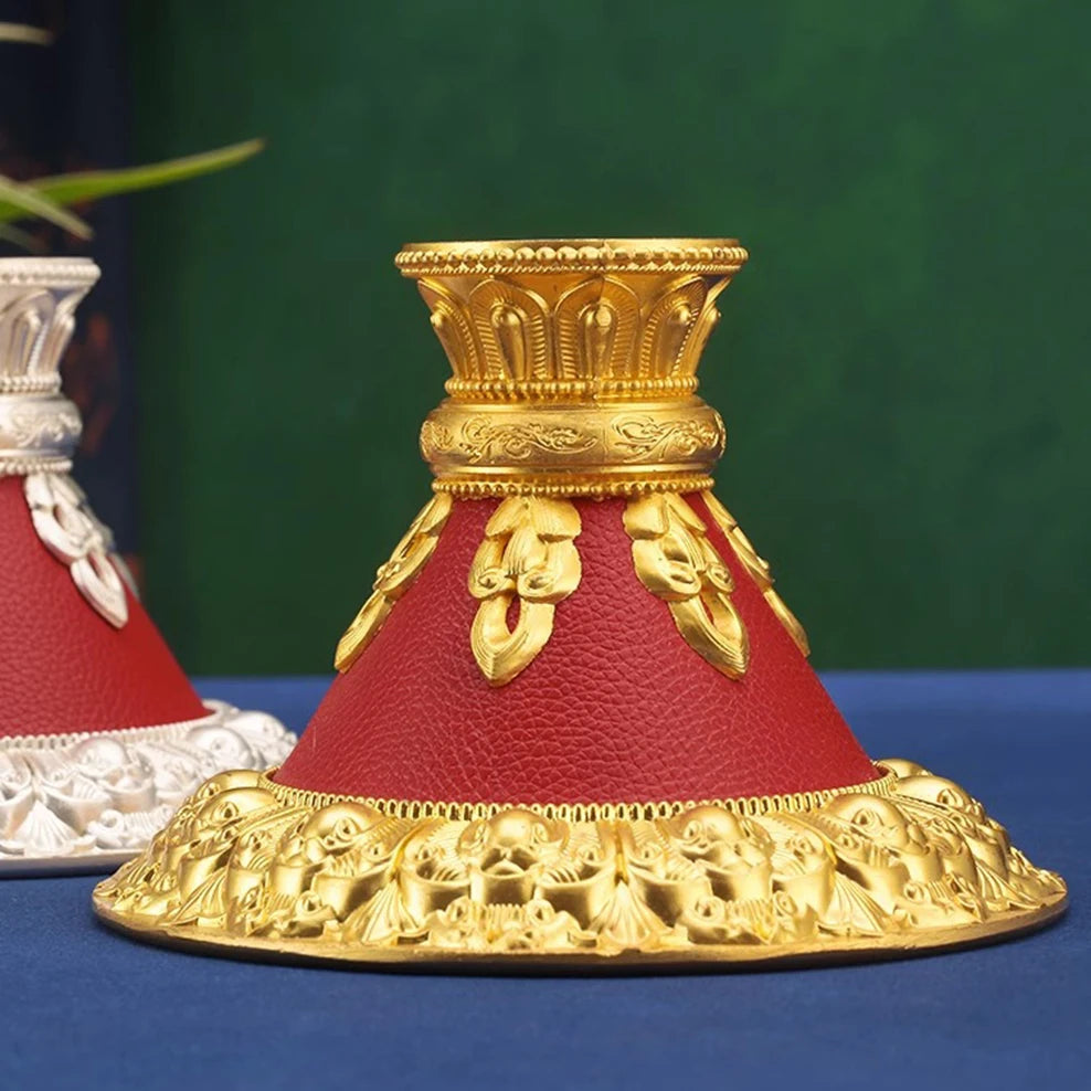 Gold/Silver Hand Crank Prayer Wheel Base Large Tantric Prayer Wheel Alloy Lotus Base Religious Ornaments