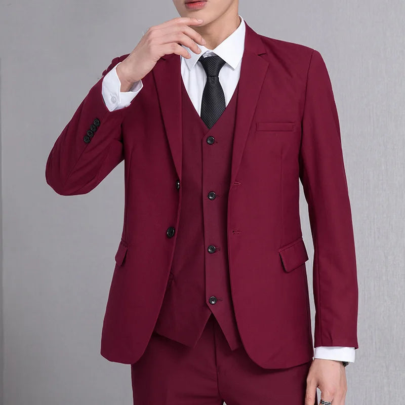Men Suit Coat Fashion Solid Color Turn Down Collar Male Outerwear Single-breasted Long Sleeve Business Versatile Man Jacket