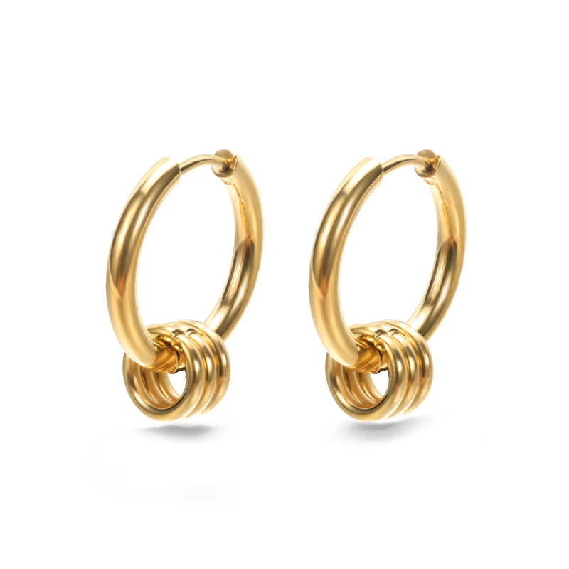Stainless Steel Shell Earrings For Women Gold Color C-shaped Starfish Butterfly Earring