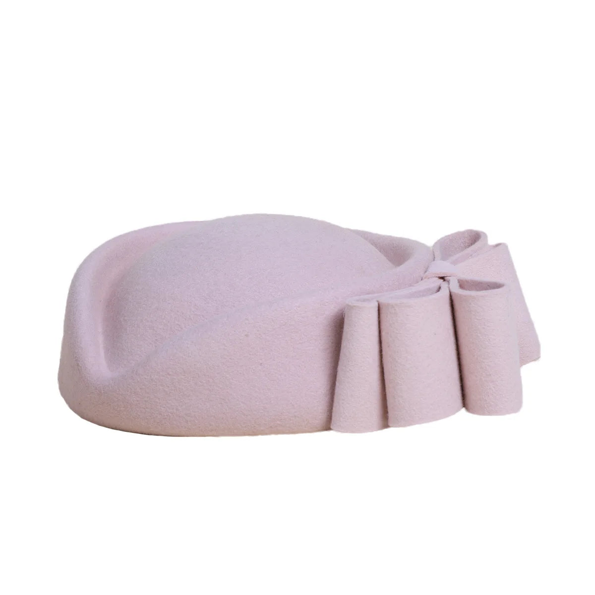 Cherub Winter Pink Wool Fascinator French Beret Church Hats With Bowknot Elegant Wedding Formal Church Tea Party Millinery Cocktail Hat