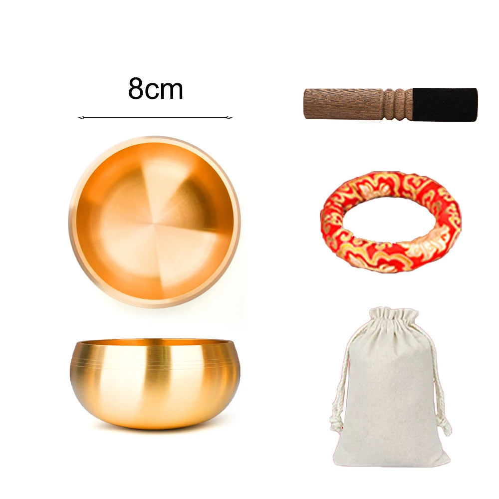 Brass Singing Bowl Tibetan Sanskrit Yoga Meditation for Sound Healing Stress Relief Buddha Mindfulness Instrument