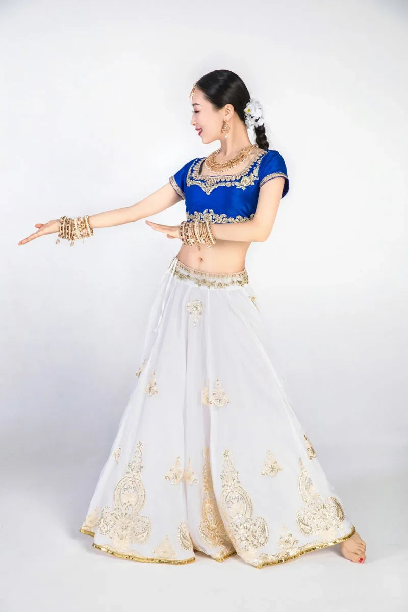 Indian Dress for Women Girl Lehenga Choli Set Tops Blouse Skirt Shawl Embroidery Bollywood Performance Pakistan Nepal Clothing