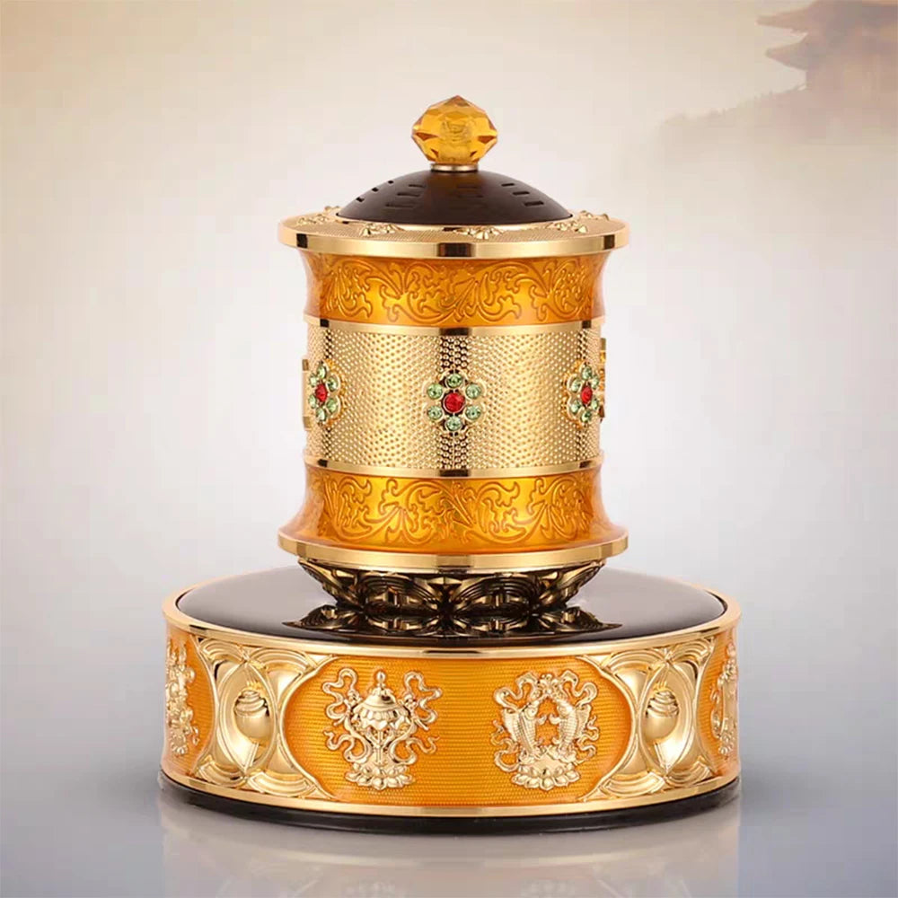 Tibetan style solar prayer wheel, Car charging scripture tube, Eight-auspiciousness solar rotary drum, Home prayer ornament