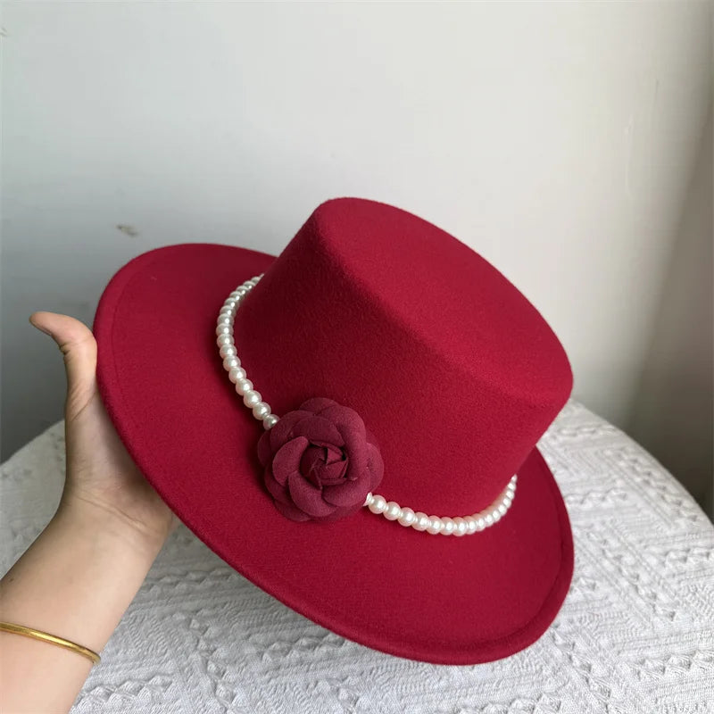 Cherub French Big Brim organza /Church Hat Women Elegant Flat-top Fedora Hat.