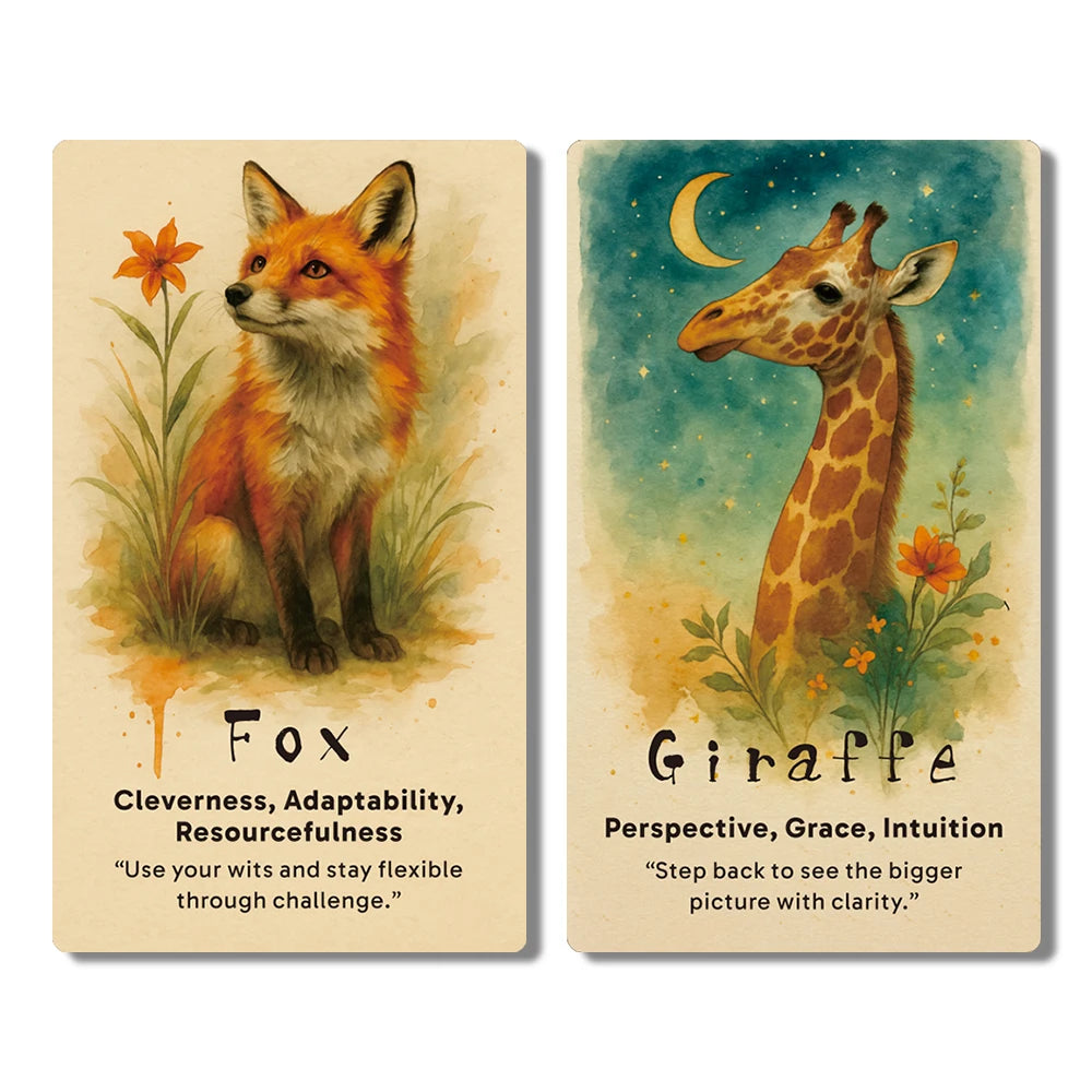 Whispers of The Wild Oracle Deck, 78 Watercolor Style Cards for Daily Reflection, Messages from Animals, 12*7cm, Tarot Cards