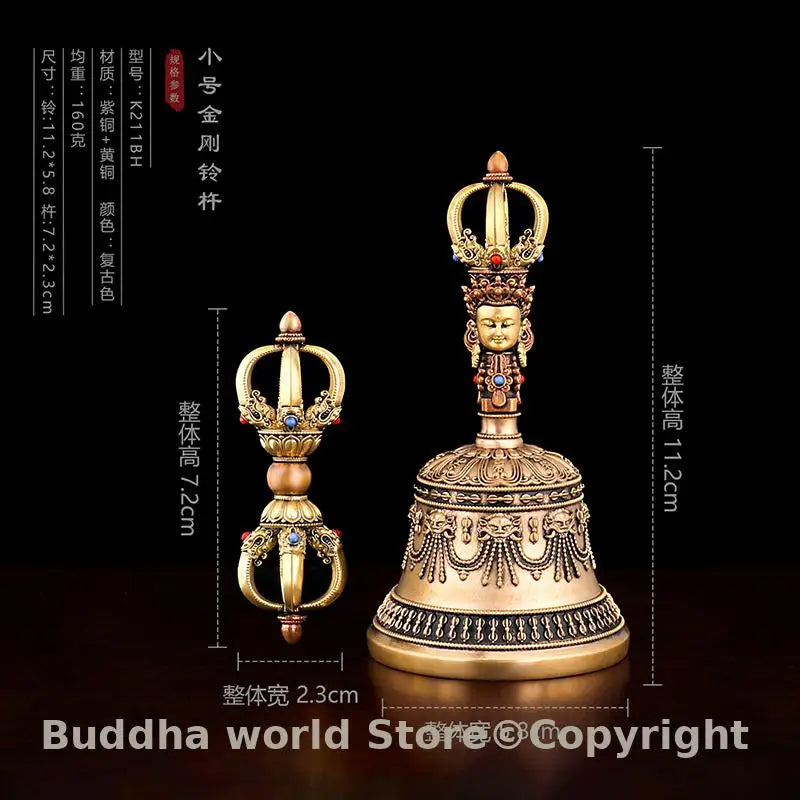Buddhism Item TOP quality Vajra Vajra bell Use For Prayer tool/ Exorcism Efficacious protection Auspicious Symbols mantra Warp
