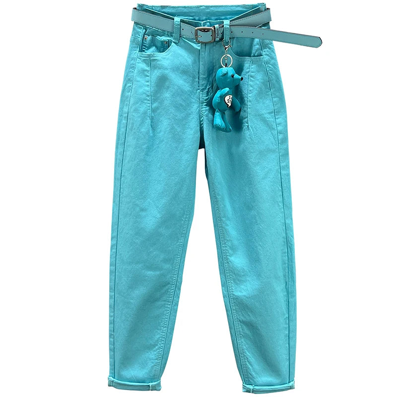 European Station Jeans for Women 2023 Spring Autumn New Fashion High Waist Versatile Loose Cotton Stretch Denim Harem Pants