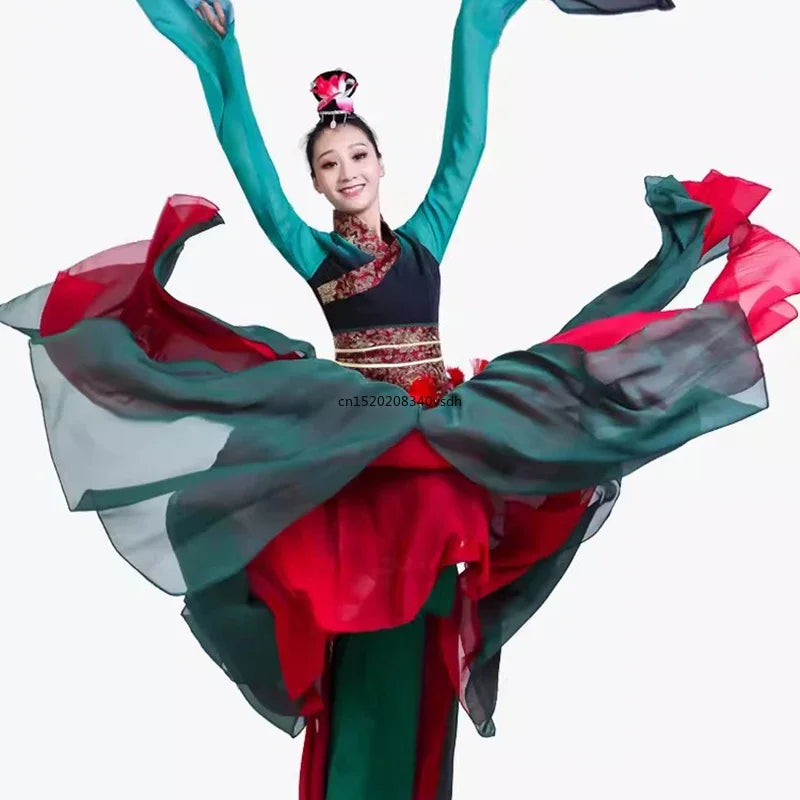 Traditional Chinese Folk Dance Costume Female Yangko Dance Wear Adult Elegant Embroidery Fan Dance Performance Practice Clothes