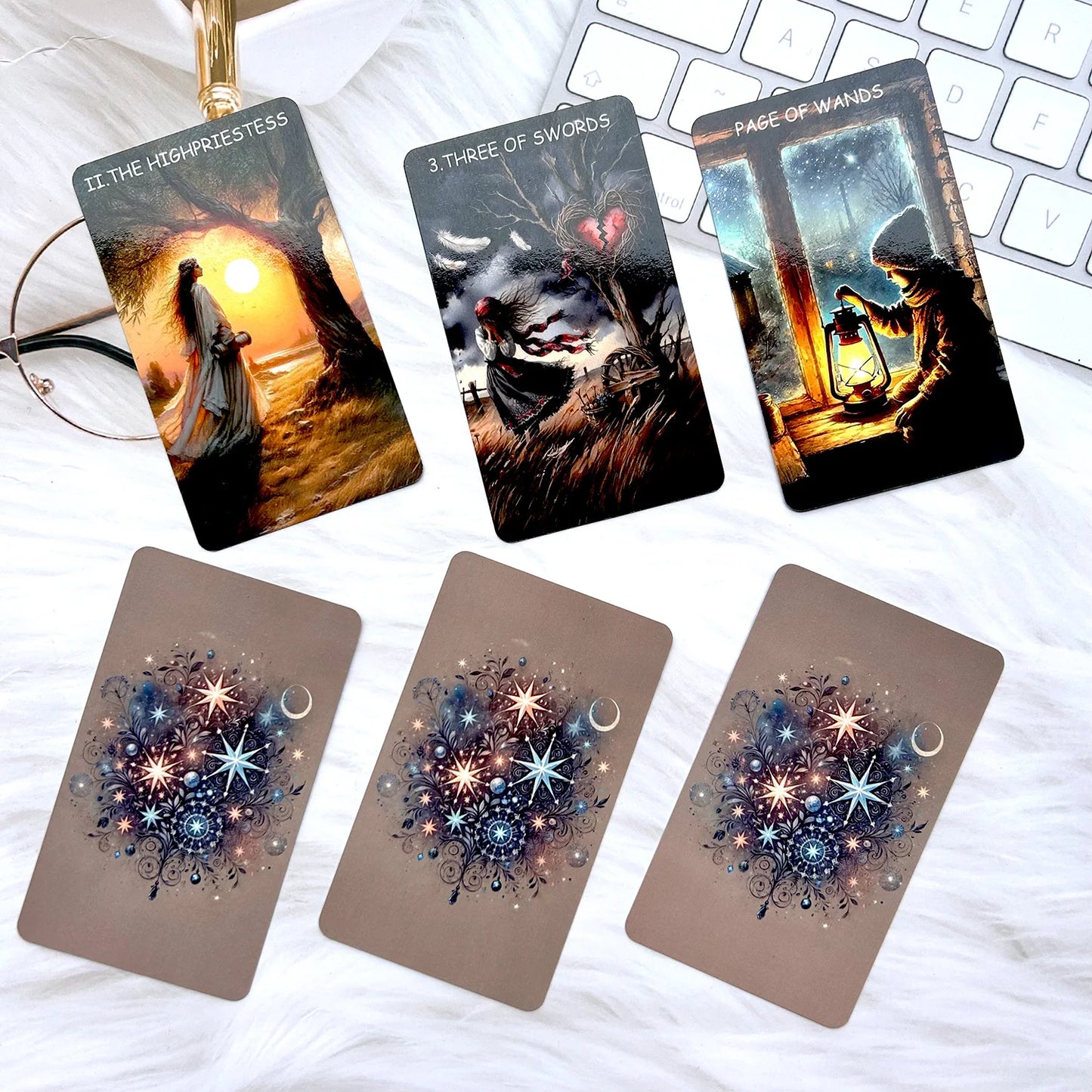 78PCS 70*120mm Tarot English PDF Guide Double-sided Film Scratch-Proof Divination Rune Board Game