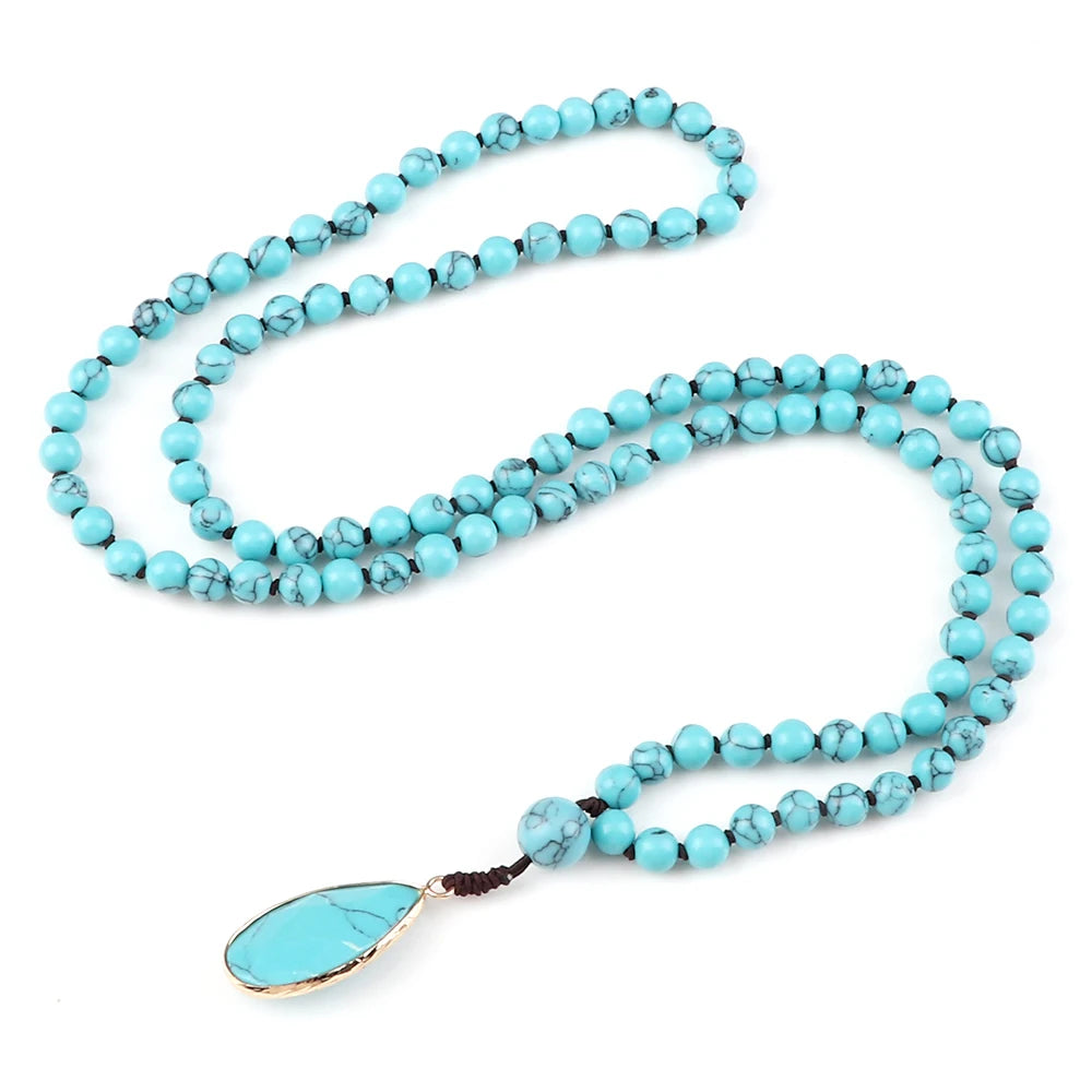 Men 108 Mala Beads Necklaces 6mm Natural Tiger Eye Stone Onyx Beads Prayer Necklace Drop Pendant Women Yoga Jewelry Gift