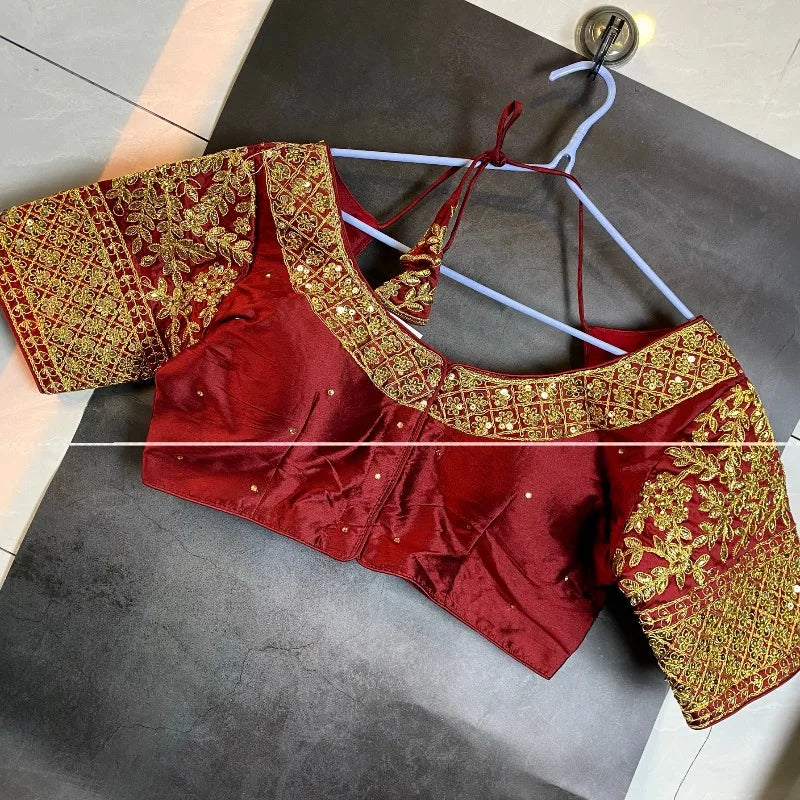 Indian Traditional Clothing for Women Tops Readymade Saree Sari Blouses Short Sleeve Crop Top India Choli Black Red