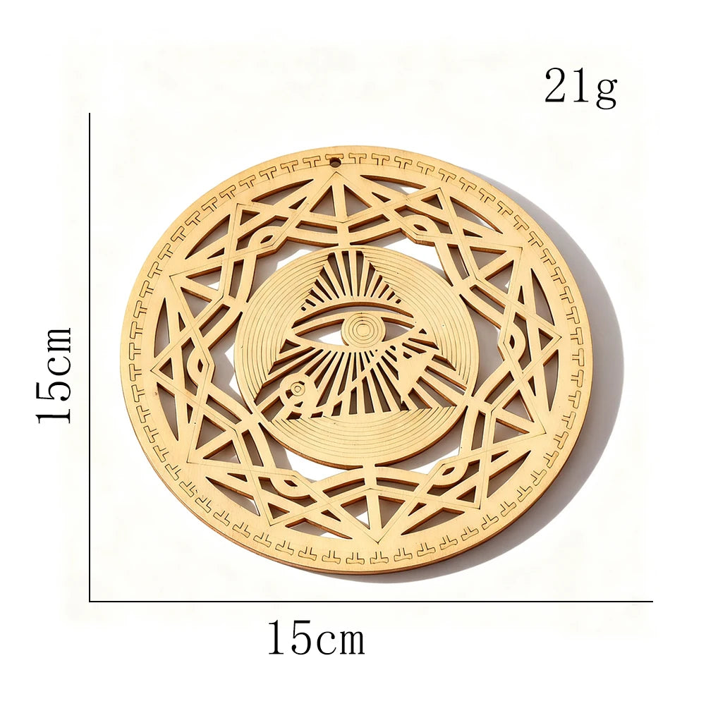 All Seeing Eye Wooden Wall Hanging Mandala Ornament Laser Cut Round Wood Decor Spiritual Symbol Art for Home Meditation Room