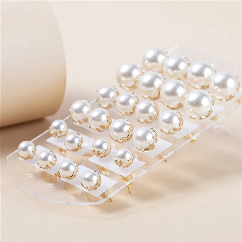 12pairs/set Pearl Earrings /Round Ball Stud Earrings Jewelry