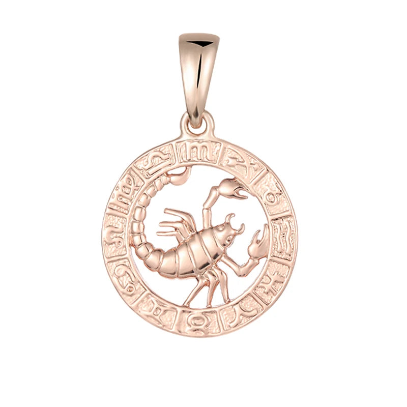 Cherub 12 Zodiac Sign 585 Gold Color Constellation Rose Pendants