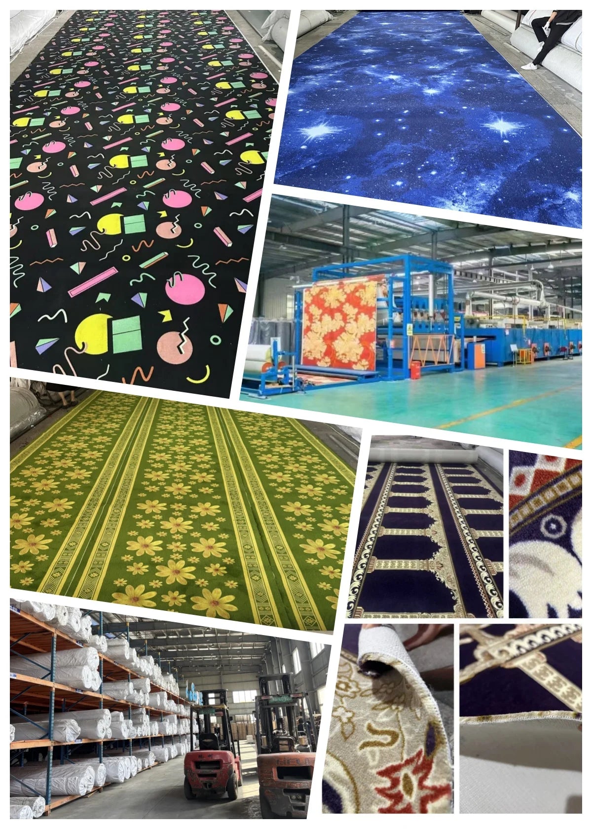 Wholesale Custom Design Mosque Prayer Rugs 100% Nylon Material Wear-resistant Fireproof Soft Area Rugs Washable Machine Made