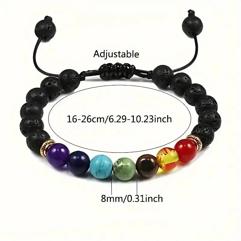 Cross-border Hot Sale Bulk Item Colorful Volcanic Rock Braided Bracelet Wholesale Beaded Men/ Women Crafts Natural Beads