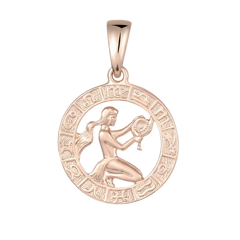 Cherub 12 Zodiac Sign 585 Gold Color Constellation Rose Pendants
