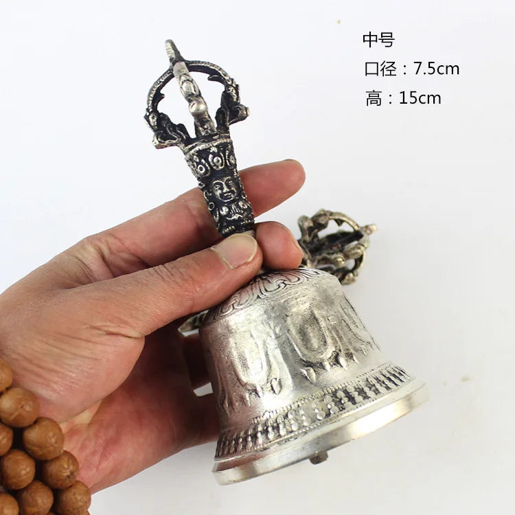 Handcrafted Tibetan Buddhist Temple Meditation Singing Bell with Dorje Vajra Buddhism Practice Instrument Figurines