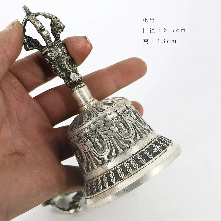 Handcrafted Tibetan Buddhist Temple Meditation Singing Bell with Dorje Vajra Buddhism Practice Instrument Figurines