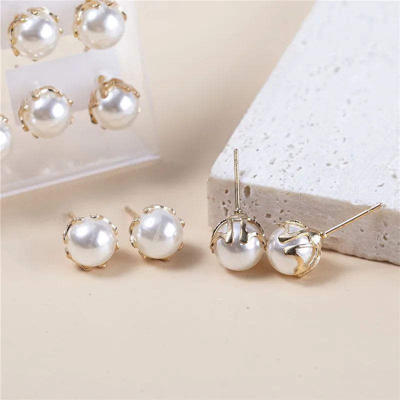 12pairs/set Pearl Earrings /Round Ball Stud Earrings Jewelry