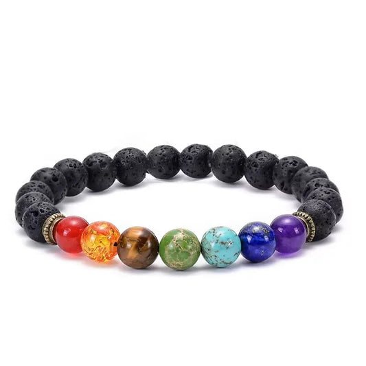 Cross-border Hot Sale Bulk Item Colorful Volcanic Rock Braided Bracelet Wholesale Beaded Men/ Women Crafts Natural Beads