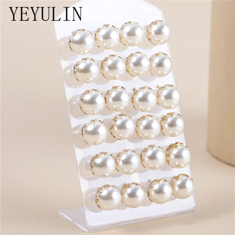 12pairs/set Pearl Earrings /Round Ball Stud Earrings Jewelry