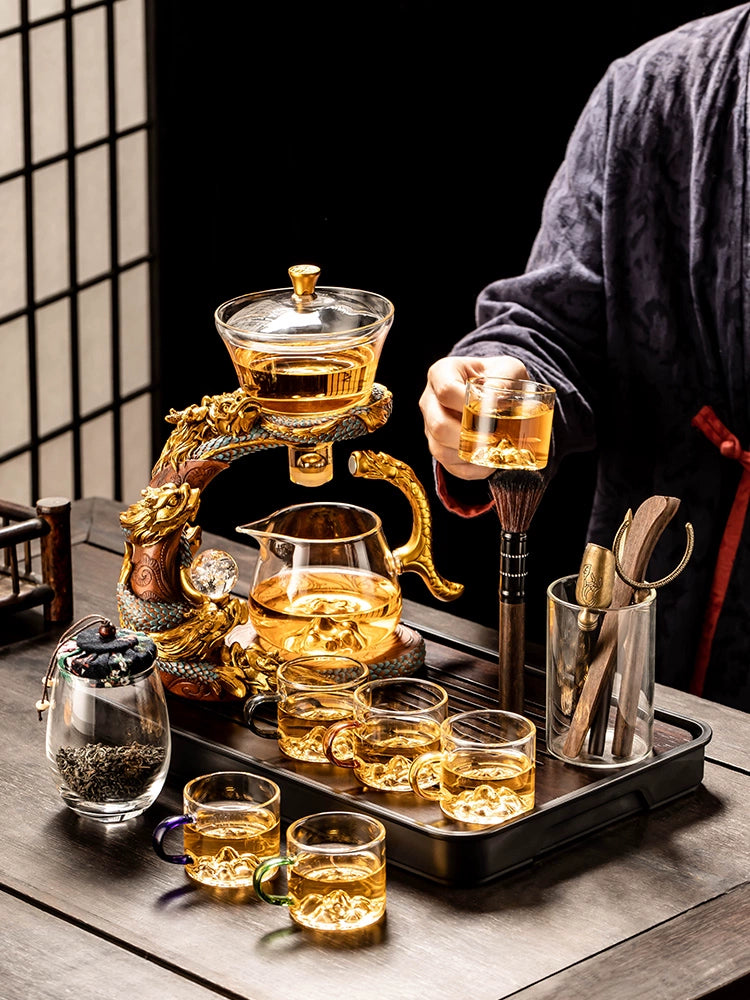 Longnian Glass Bean Bag Automatic Tea Set For Home High-End Teapot Office Reception Kung Fu Tea Brewing Handy Gadget
