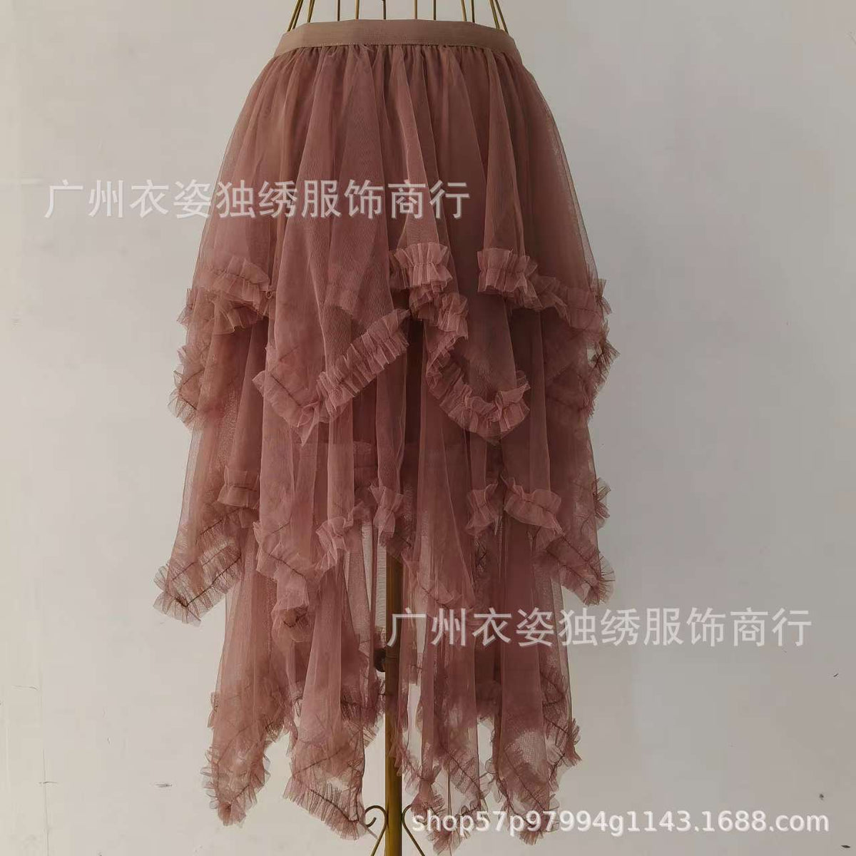 Irregular Mesh Cake Skirt with Fungus Edges, Mid-Length High Waist, Large Hem, Fluffy Fairy Gauze Skirt, Long Skirt 1279