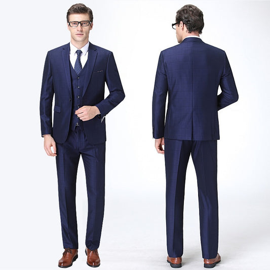 Spring and Autumn New Style Young and Middle-Aged Men's Suit Korean Style Business Slim Vest Three-Piece Business Dress