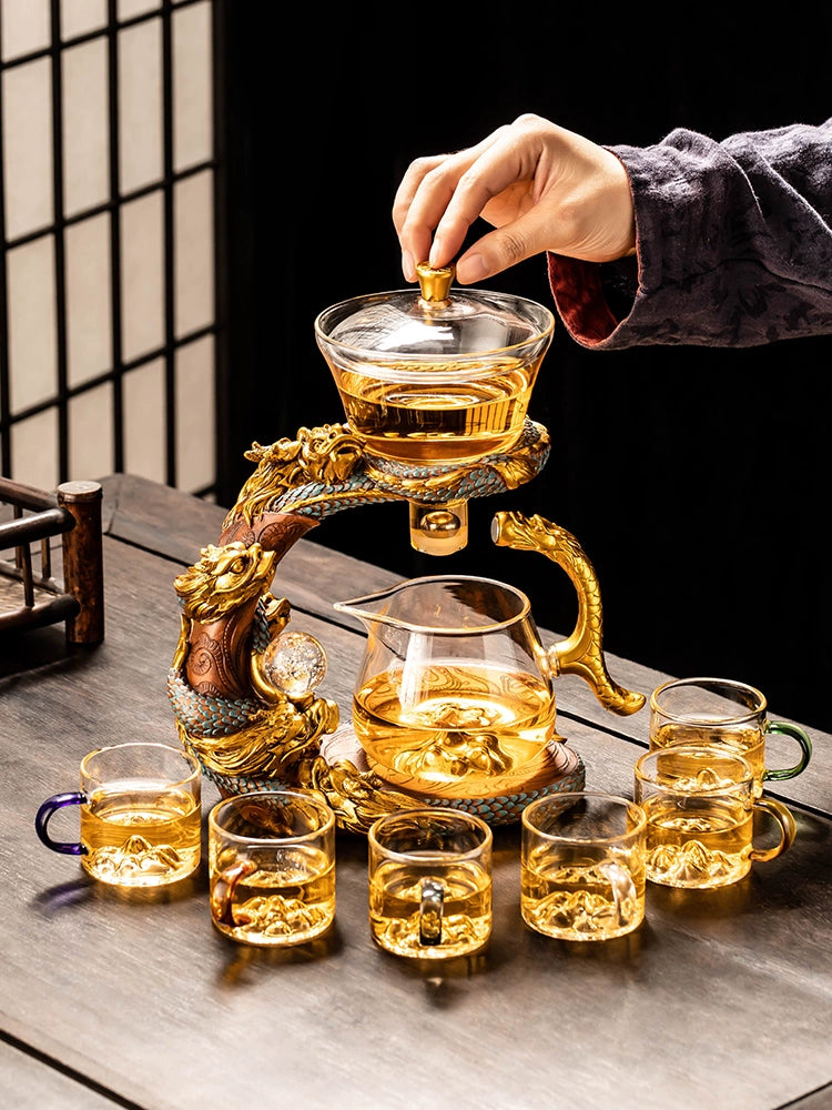 Longnian Glass Bean Bag Automatic Tea Set For Home High-End Teapot Office Reception Kung Fu Tea Brewing Handy Gadget