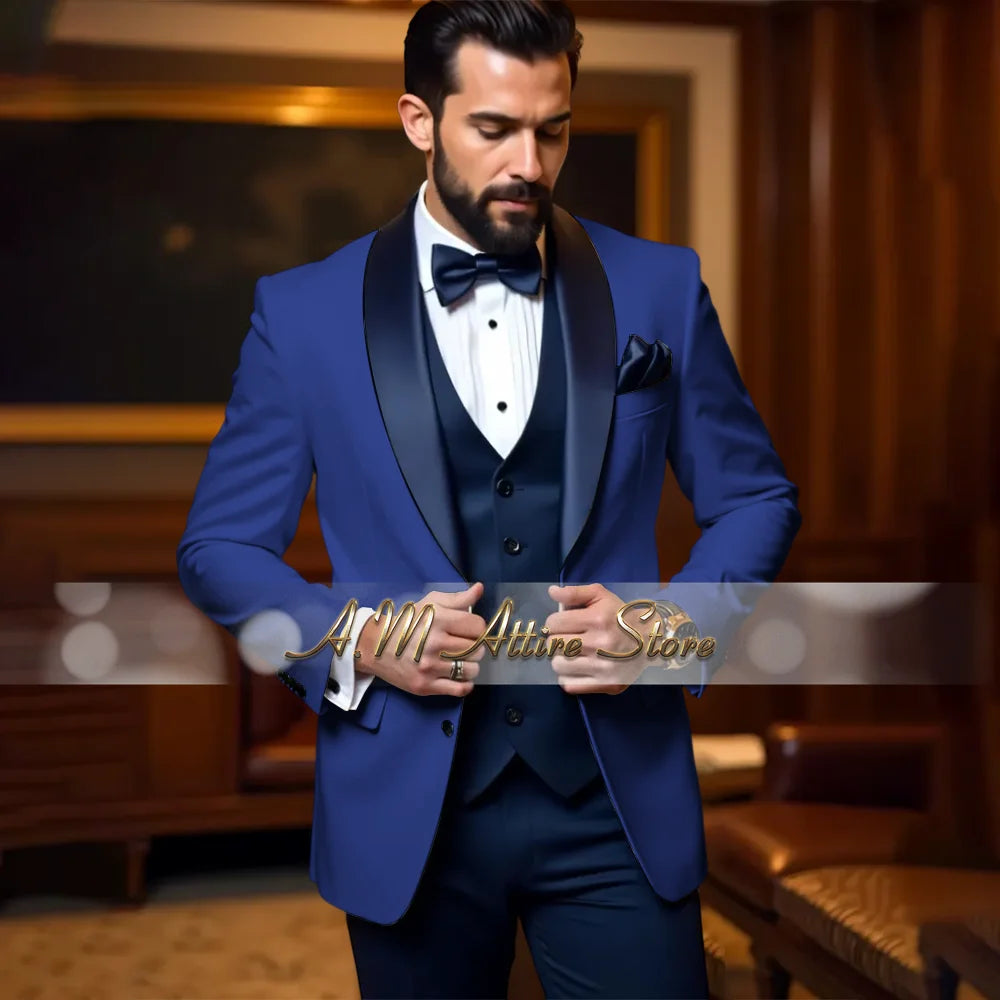 Cherub Men’s White or Multicolor Tuxedo 3pcs Suit for Groom Jacket Vest Pants Formal Wear for Wedding Prom Luxury Dinner Set Custom Gift for Boys