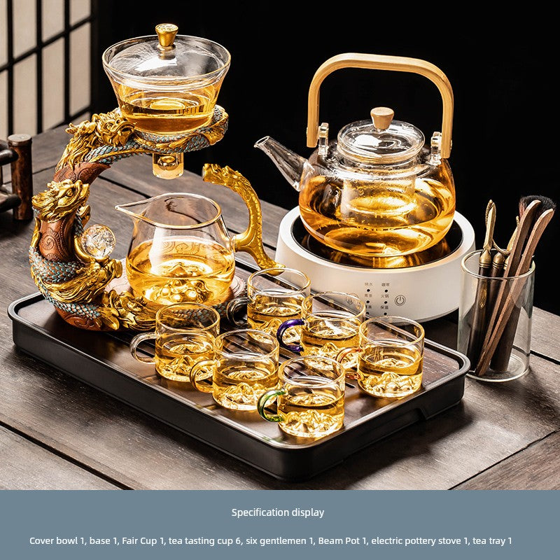 Longnian Glass Bean Bag Automatic Tea Set For Home High-End Teapot Office Reception Kung Fu Tea Brewing Handy Gadget
