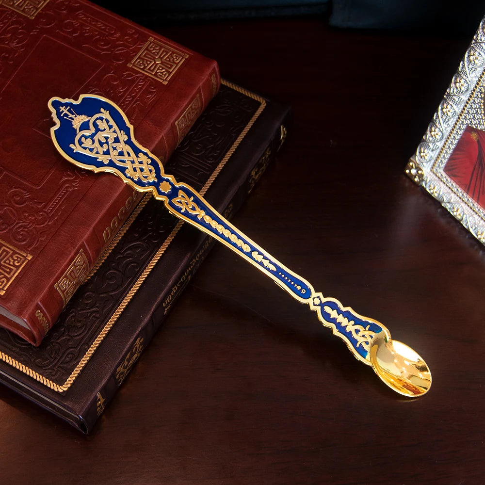 HTISOK New 2026 Eastern Orthodox Holy Oil Ritual Supplies Gold Plated Metal Utensils Corpus Christi Plates Mass Supplies SetGift