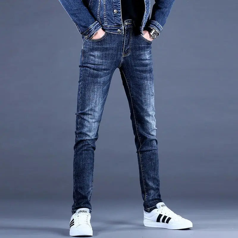 Luxury Brand Men's with Denim Suit Men's 2025 New Autumn and Winter High-end Trendy Casual Jacket Top Versatile Jeans Jacket Set