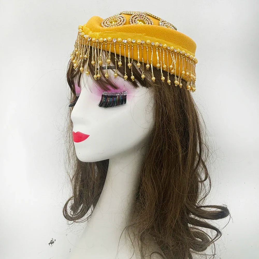 Cherub Church Derby Fascinator With Tassels Lady Beret Caps Airline Stewardess style African Headwear Vintage Felt Turban Hat For Women