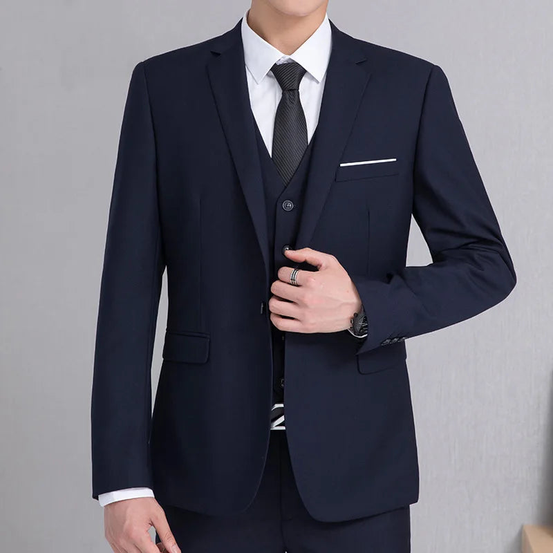 Men Suit Coat Fashion Solid Color Turn Down Collar Male Outerwear Single-breasted Long Sleeve Business Versatile Man Jacket