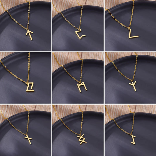 Spiritual Rune Layering Necklace Elder Futhark Runes Feminine Delicate Norse Runic Pendants Minimalist Jewelry for Women