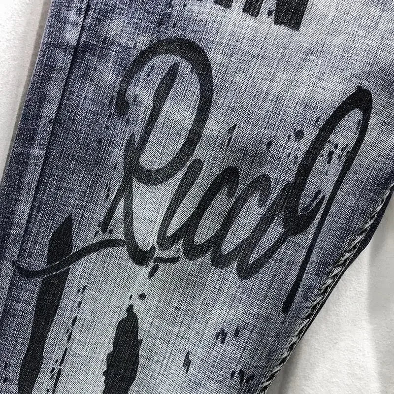 Punk Graphic Hip Hop with Print Jeans for Men Harem Trousers Male Cowboy Pants High Quality Loose 2025 Trend Winter Denim Goth