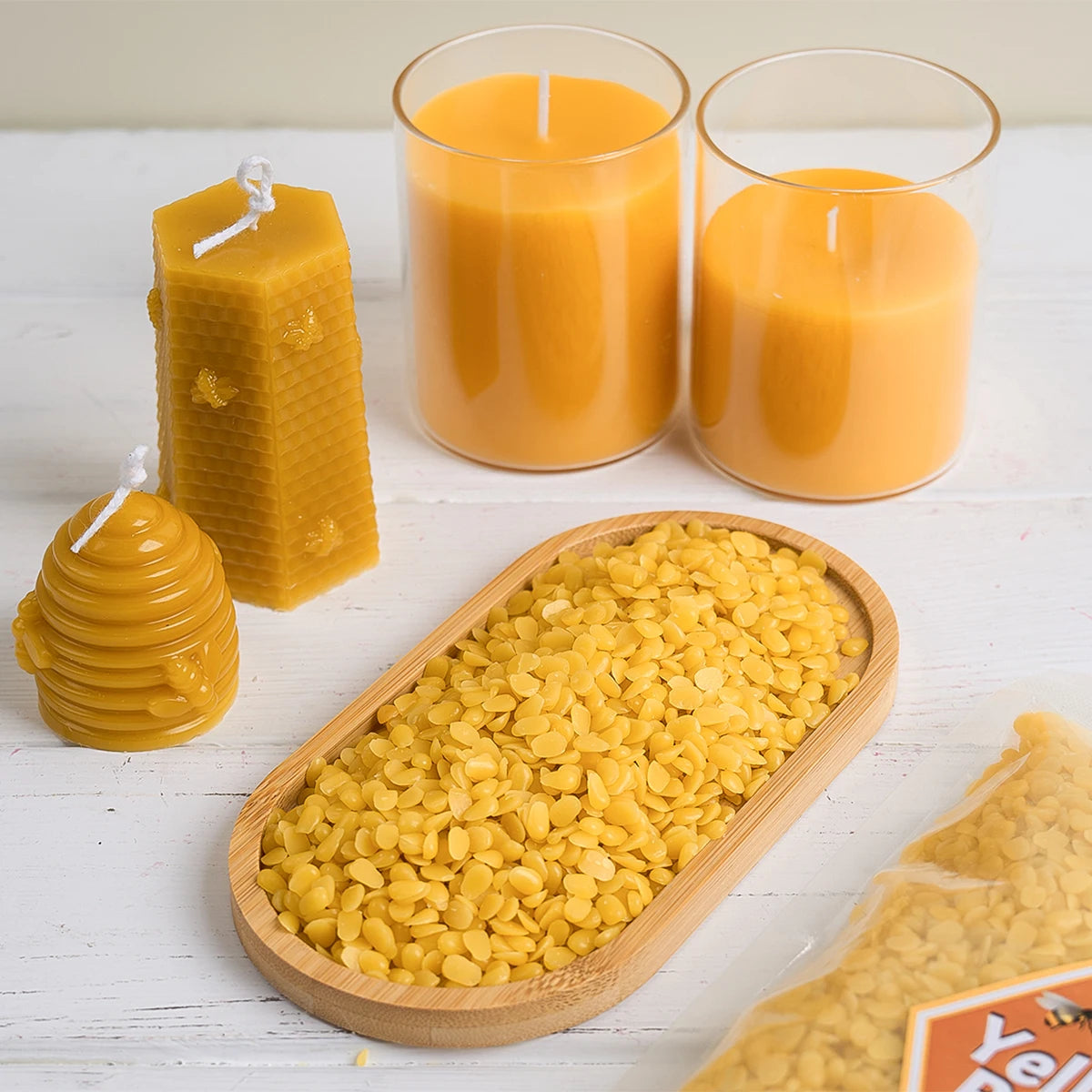 1LB Natural Yellow Beeswax White Beeswax DIY Handmade Soy Wax Candle Making Supplies Wax Raw Material Odorless Particles BeesWax