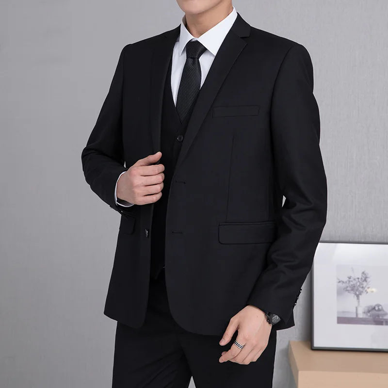 Men Suit Coat Fashion Solid Color Turn Down Collar Male Outerwear Single-breasted Long Sleeve Business Versatile Man Jacket