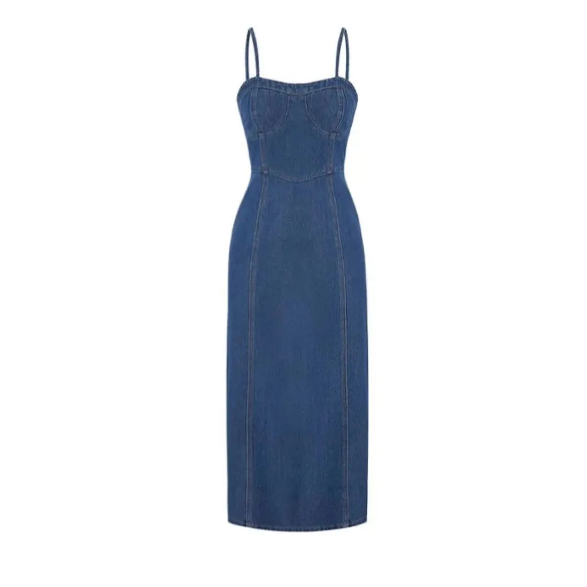 Women's Sleeveless Denim Dress Mid-Calf Length  A-Line Jean Dress with Spaghetti Straps for Summer Casual Vintage Y2K Clothes