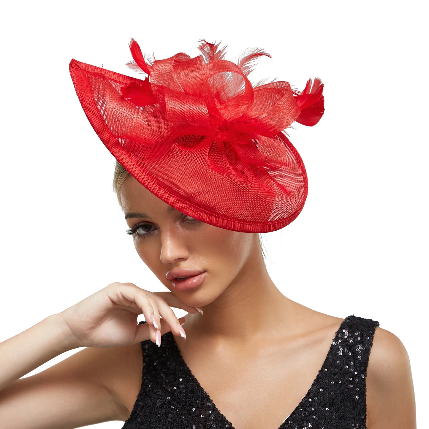 Cherub New Charming Fascinators Feather Church/Wedding Drop Mesh Hat Flower Cocktail Tea Party Hat