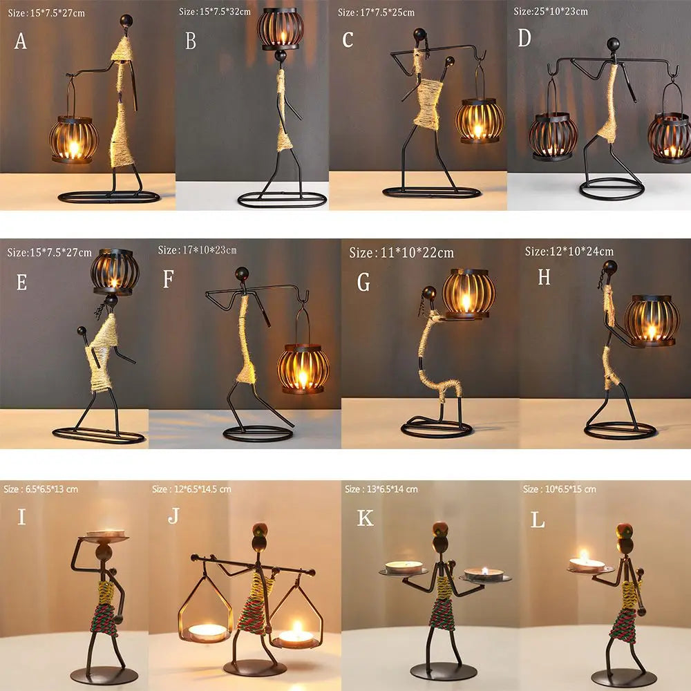 Candlestick Holder 1 PCS Creative Abstract(Afro)Character Sculpture Exquisite Candle Stand For Prayer Homes/ Businesses