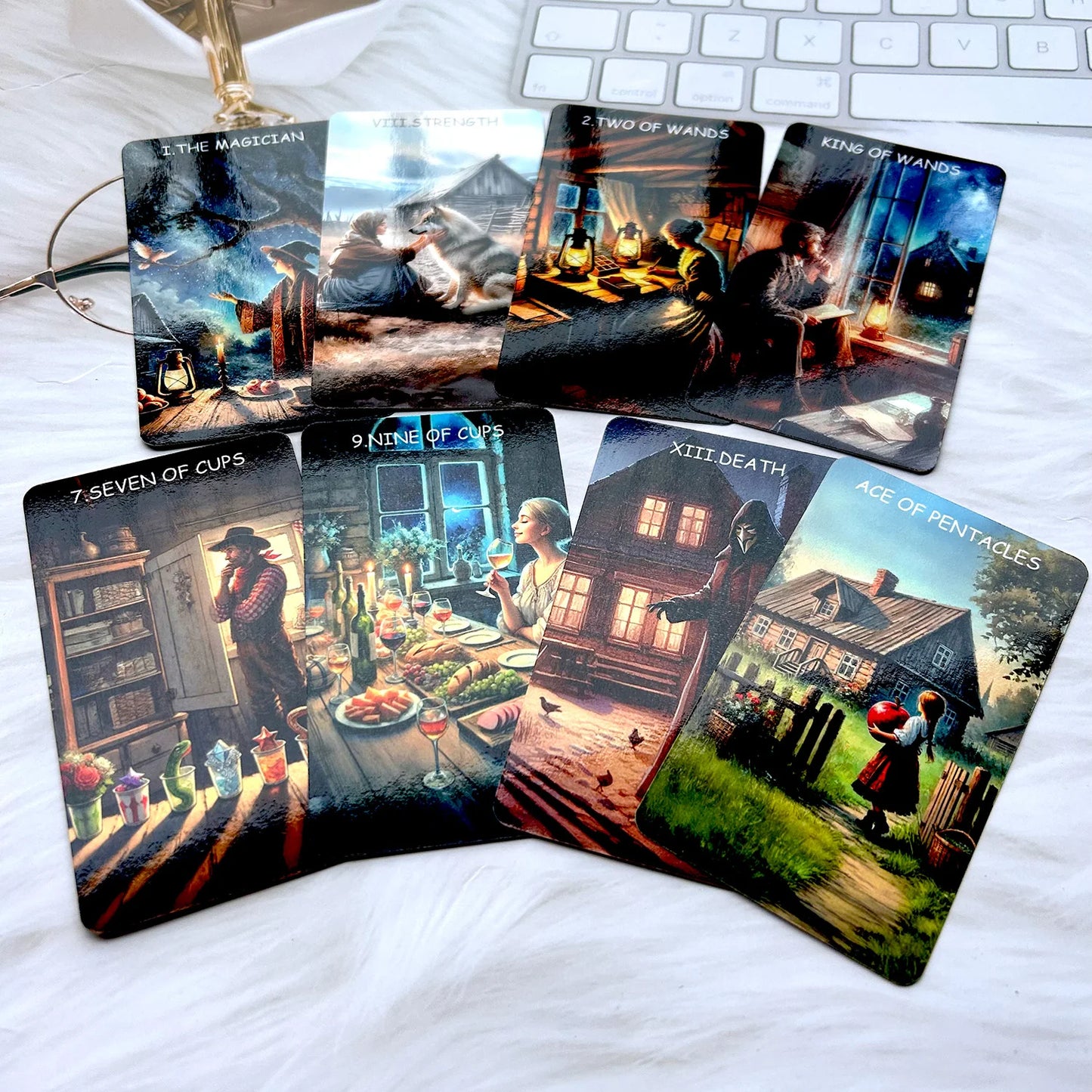 78PCS 70*120mm Tarot English PDF Guide Double-sided Film Scratch-Proof Divination Rune Board Game