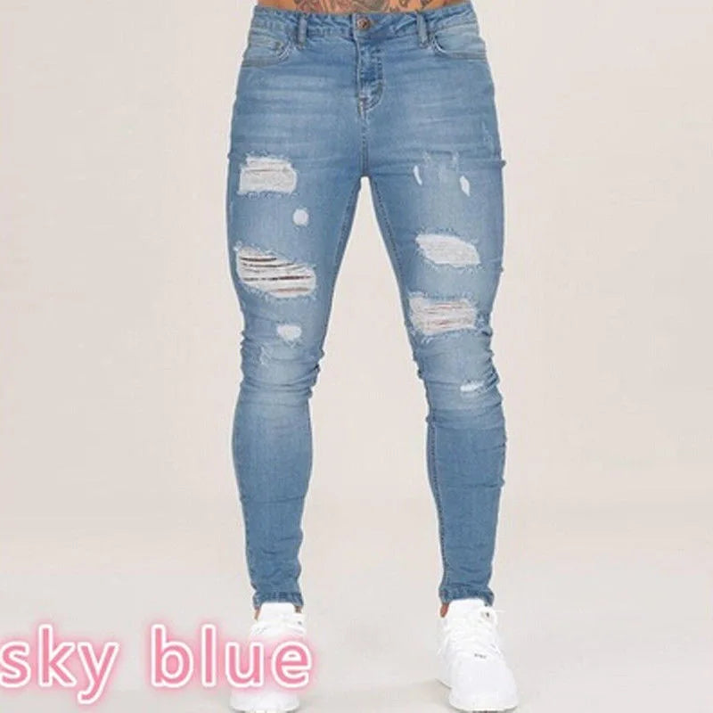Mens Black Jeans Slim Fit Quality Gray Casual Male Jeans Pants Skinny Fit Men Pants Hip Hop Urbanwear Cotton Denim Trousers