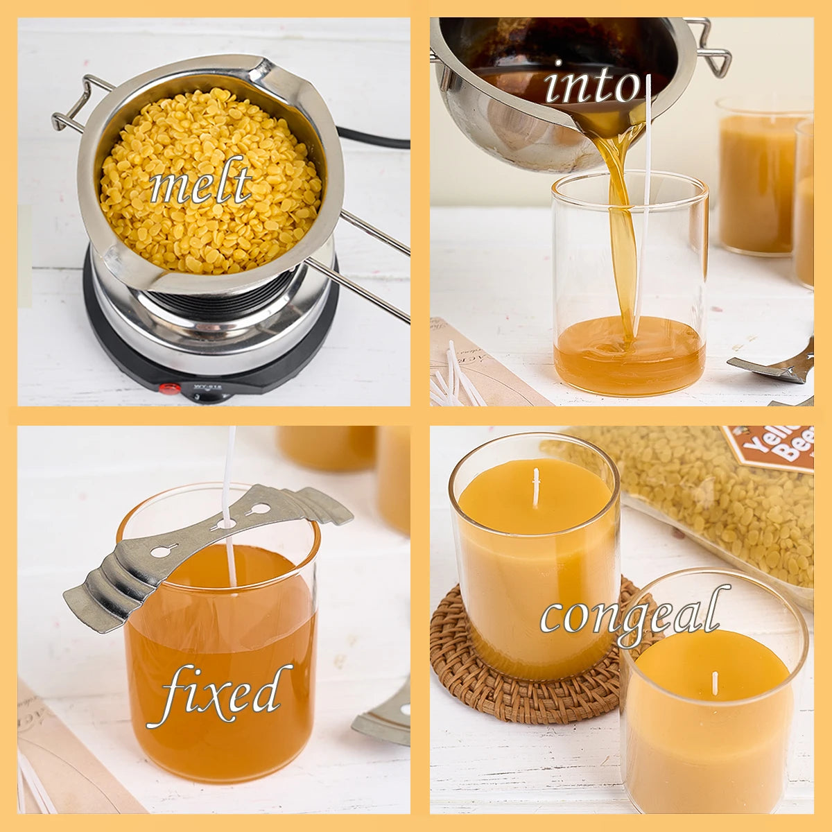 1LB Natural Yellow Beeswax White Beeswax DIY Handmade Soy Wax Candle Making Supplies Wax Raw Material Odorless Particles BeesWax