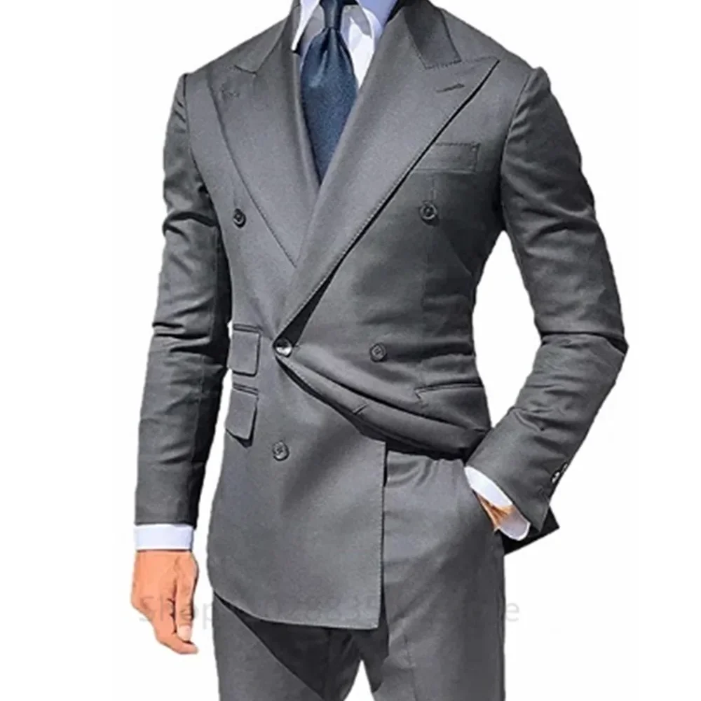 New Formal Men's Suits Notched Lapel 2 Pieces Blazer and Pants Set Elegant Tuxedo Set for Wedding Business Summer Beach